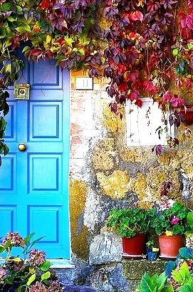 Blue Door, Tuscany, Italy 